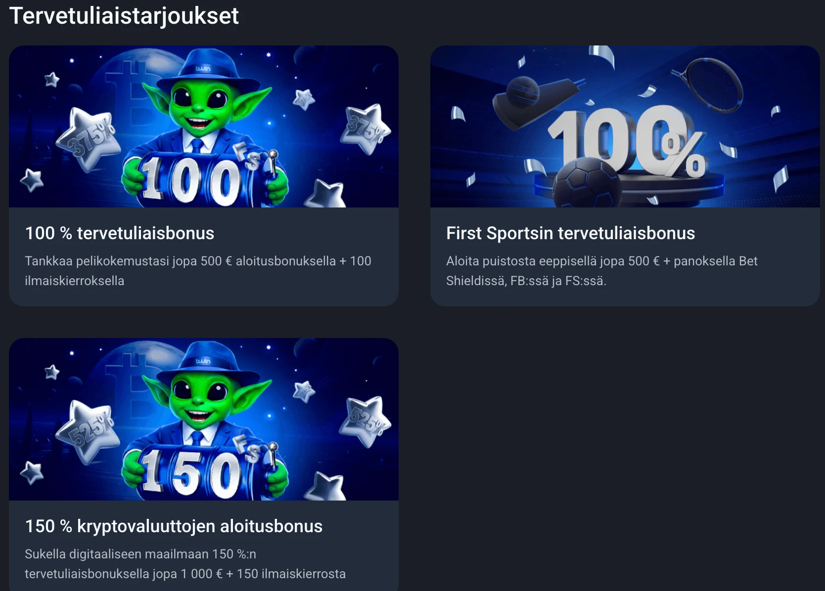 Twin Casino tervetuliaisbonukset